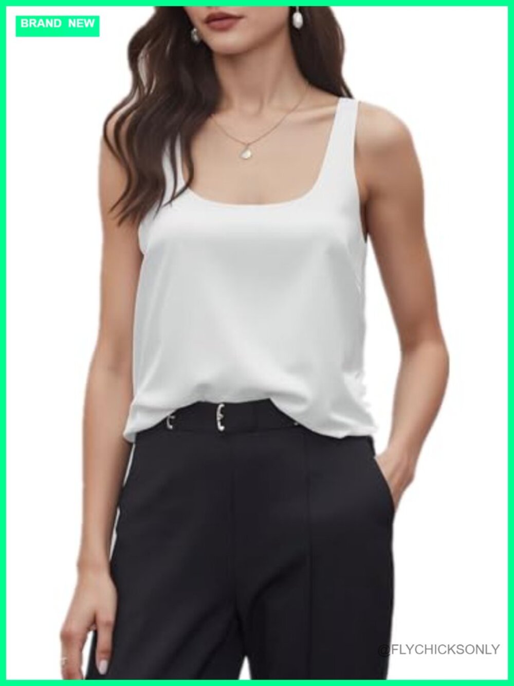 Women's Satin Tank Top Sleeveless Scoop Neck Relaxed Fit Camisole